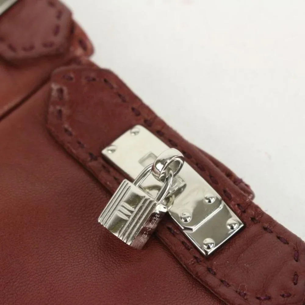 Hermès Size 6 Burgundy Leather Kelly Hommage Glove